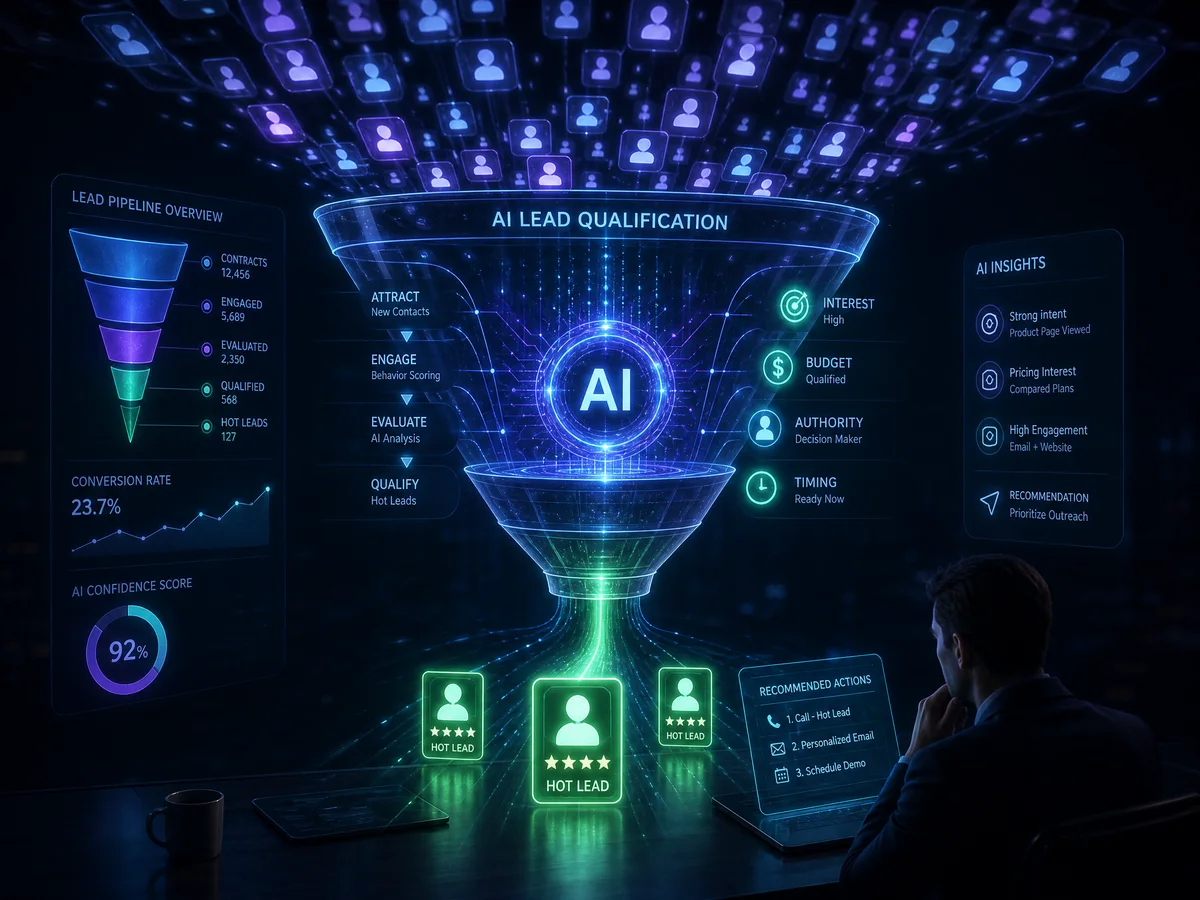 AI-воронка кваліфікації лідів: контакти, AI-аналіз, гарячі ліди